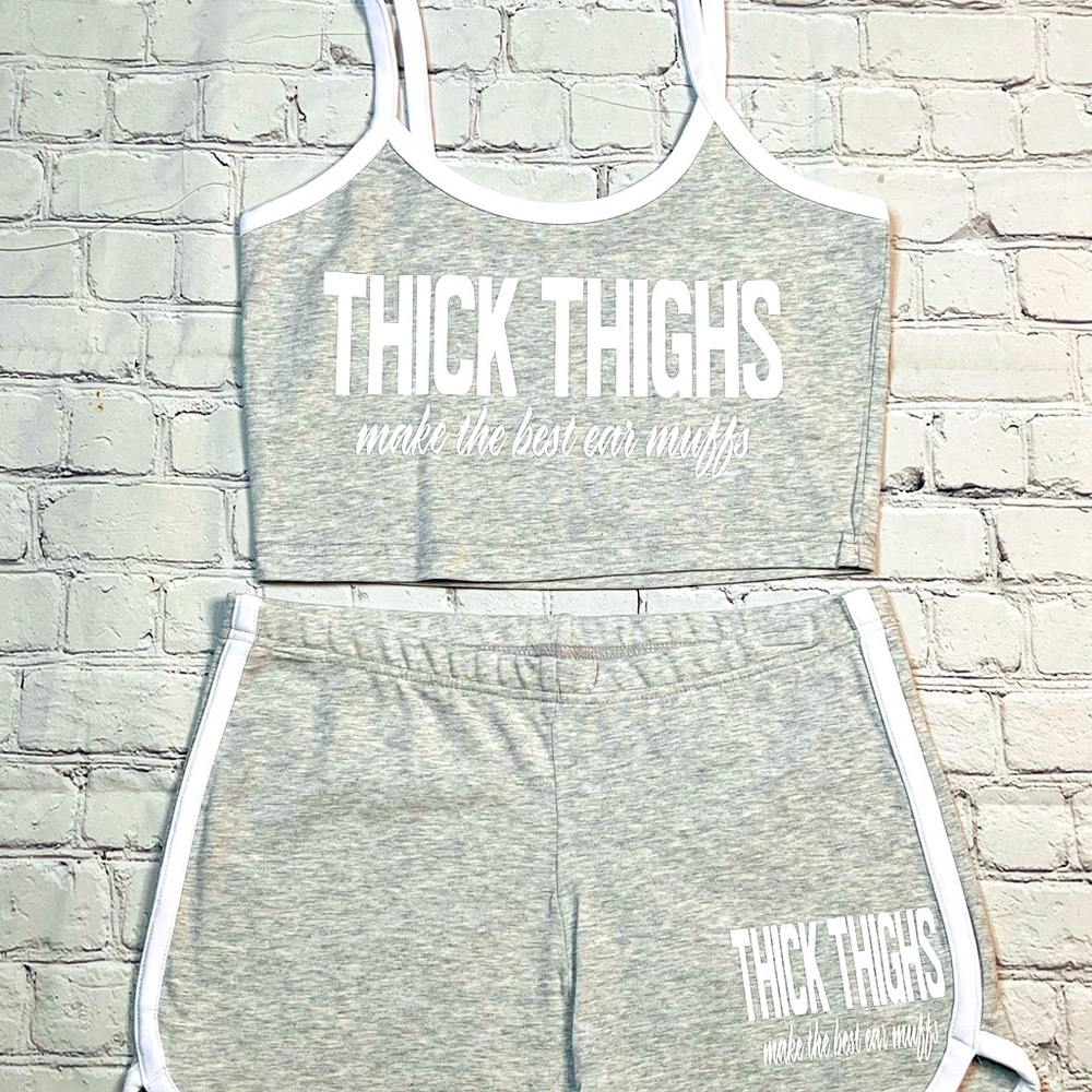THICK THIGHS CROP TOP SHORT SET